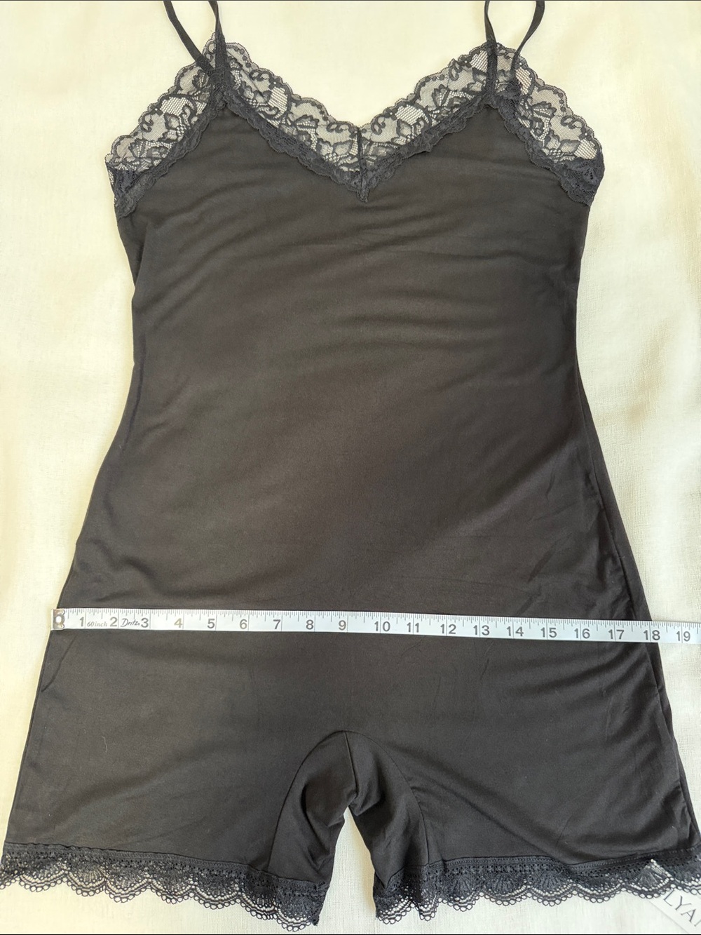 Women’s Jumpsuit Spaghetti Straps Lace V Neck Sleeveless Short Romper Black L - Picture 9 of 16